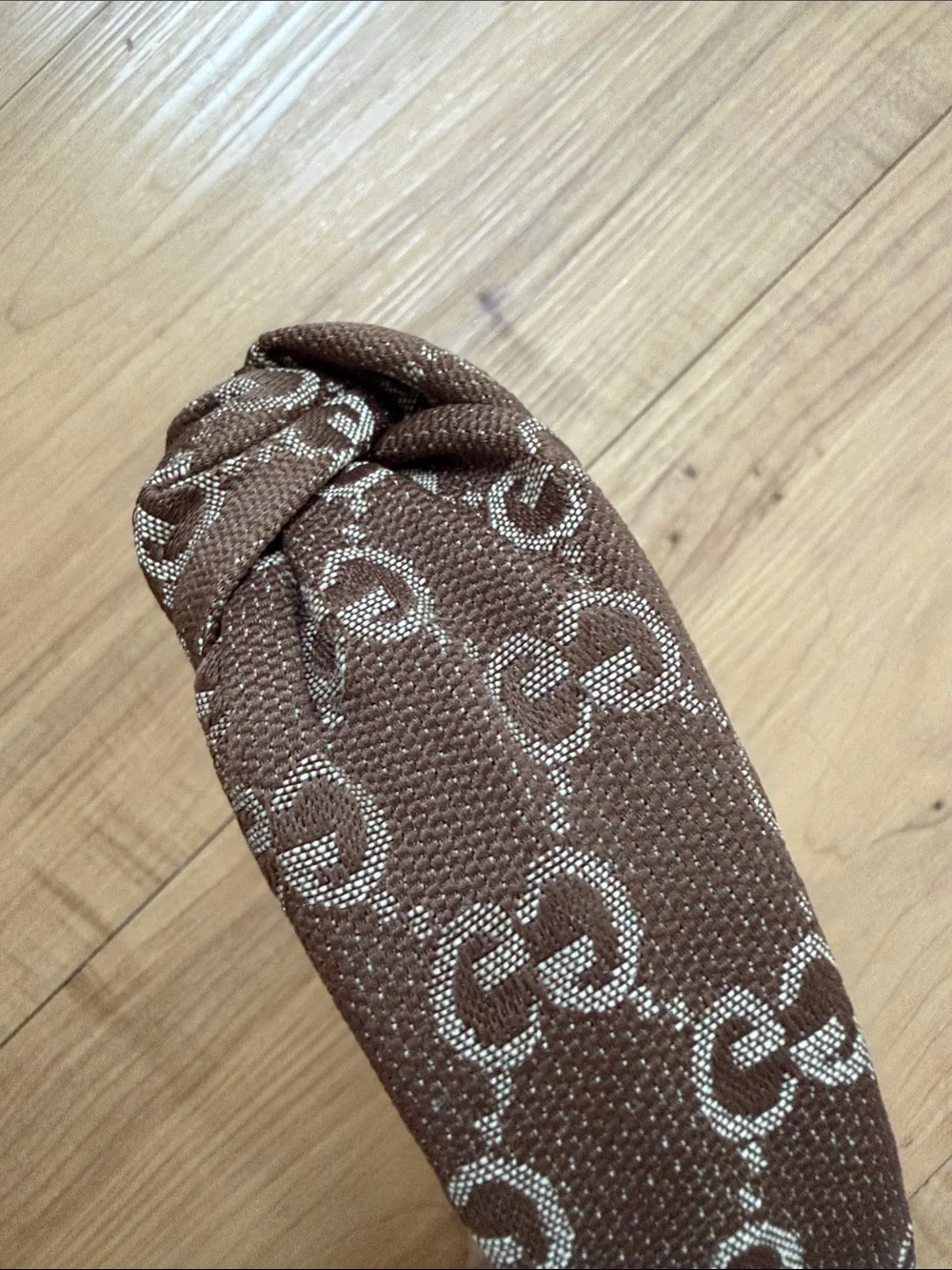 GG Wide Turban Twist Top Brown Canvas Monogram Headband
